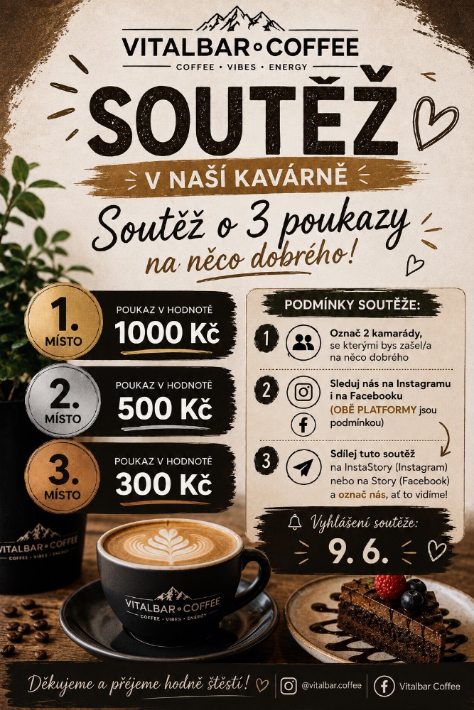 Soutěž Vitalbar-Coffee — 3 poukazy na něco dobrého